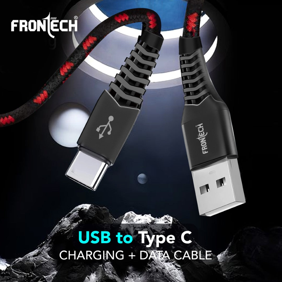 Frontech 17W Super Fast Charging Braided USB to Type-C Cable | 1M, 3.4A (1035) Frontech 17W Super Fast Charging Braided USB to Type-C Cable | 1M, 3.4A (1035)